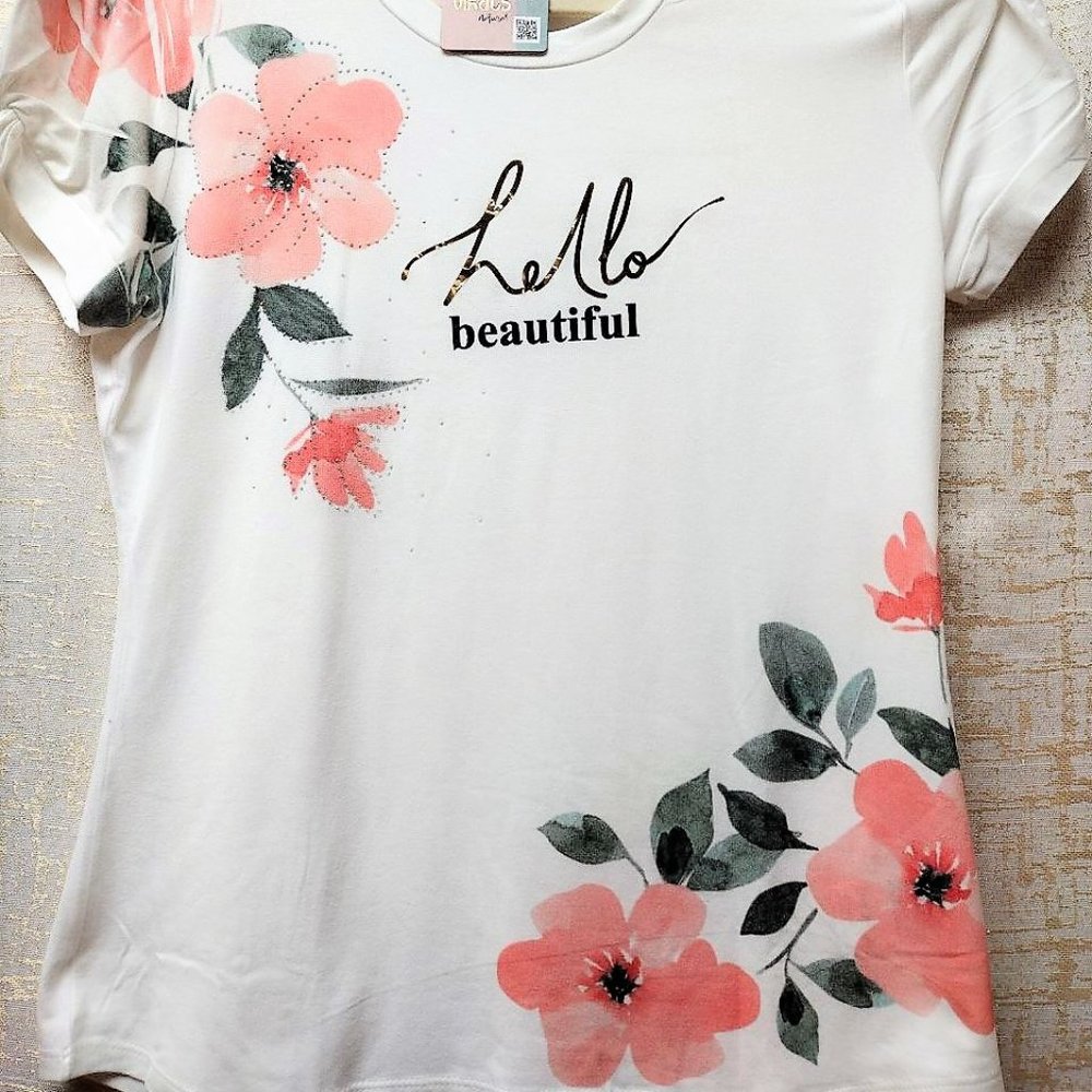Hello Beautiful. Bling Gold Metallic Blouse, Cotton-Lycra Blend, Fits AMAIZING